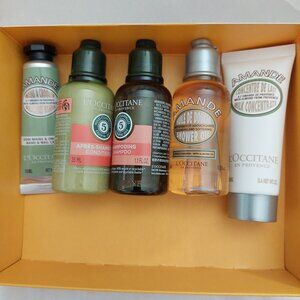 L'Occitane 5 piece set travel shampoo conditioner shower oil hand nail lotion